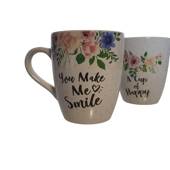 Three Coffee Cups is a Hug& Make me Smile & A cup of Happy  Set 3. - Picture 3 of 9